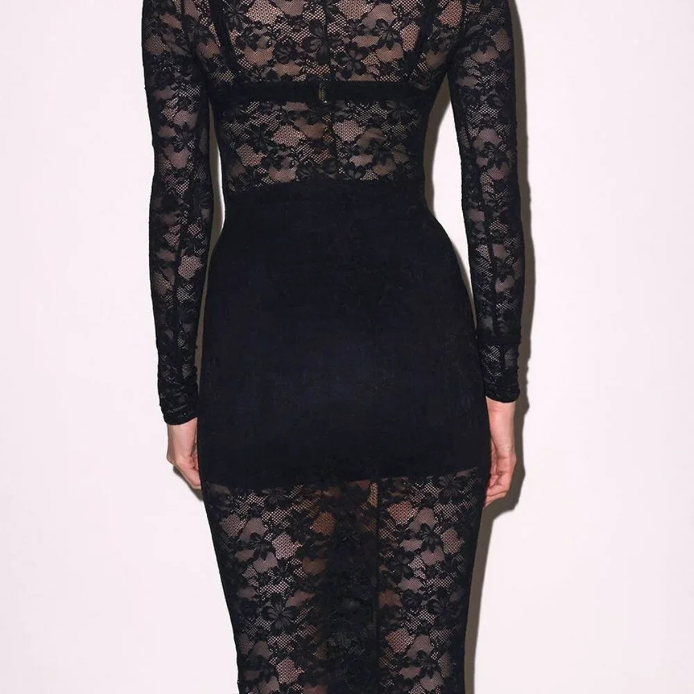 Lovers + Friends Black Lace Fitted Sexy Dress. SZ S - Picture 4 of 5